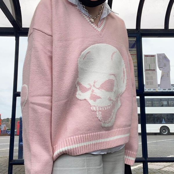 allneon grunge aesthetics skull graphic knitted y2k sweaters punk style v-neck long sleeve oversized jumpers vintage 2000s c1121, White;black
allneon grunge aesthetics skull graphic knitted y2k sweaters punk style v-neck long sleeve oversized jumpers vintage 2000s c1121, White;black
