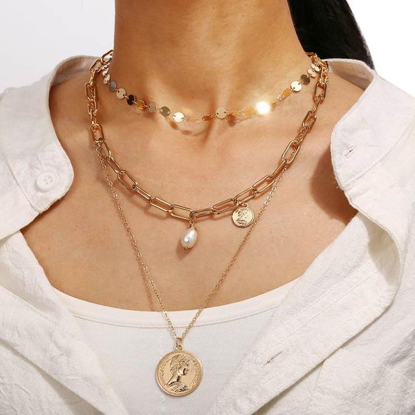 chains fashion multilayer chain necklace for women pearl coin pendant choker punk lady girl jewelry party accessories gifts, Silver
chains fashion multilayer chain necklace for women pearl coin pendant choker punk lady girl jewelry party accessories gifts, Silver