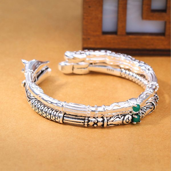 silver 925 jewelry black dragon white fox bangle vintage style sterling silver openings couple bracelet fashion woman girl party q1201
silver 925 jewelry black dragon white fox bangle vintage style sterling silver openings couple bracelet fashion woman girl party q1201