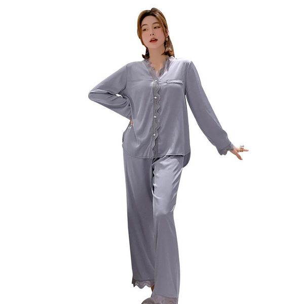 men's sleepwear long sleeve cardigan home wear silk two piece spring and autumn ice women's pajamas, Black;brown
men's sleepwear long sleeve cardigan home wear silk two piece spring and autumn ice women's pajamas, Black;brown