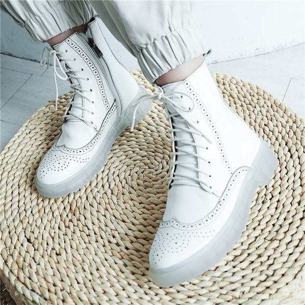 clear sole platform emborider laces ankle boots retro cowboy short boots genuine leather white shoes western martin boots winter, Black
clear sole platform emborider laces ankle boots retro cowboy short boots genuine leather white shoes western martin boots winter, Black