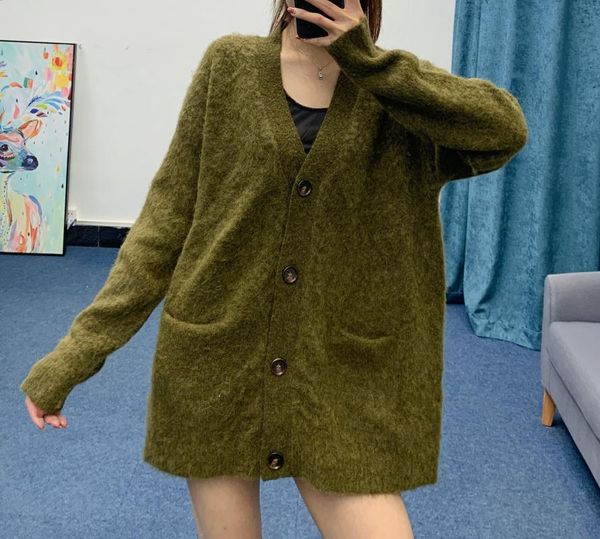 women's sweaters fashion v-neck single breasted loose mohair knitted cardigan jacket for women fall winter, White;black
women's sweaters fashion v-neck single breasted loose mohair knitted cardigan jacket for women fall winter, White;black