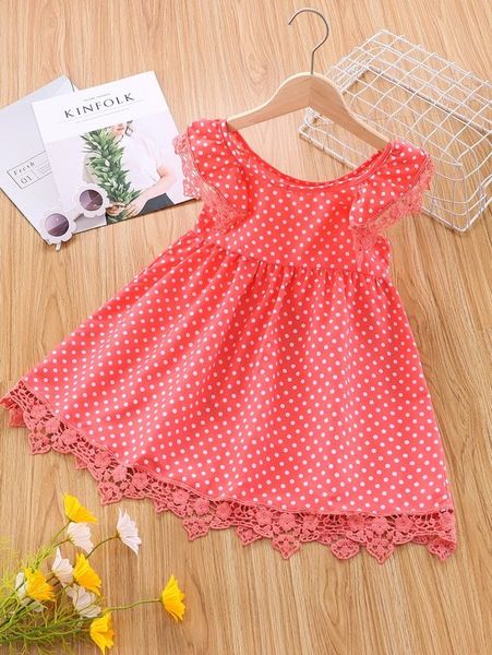toddler girls polka dot print ruffle trim guipure lace insert dress she, Red;yellow
toddler girls polka dot print ruffle trim guipure lace insert dress she, Red;yellow