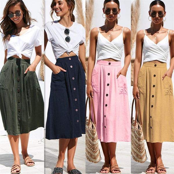 summer autumn skirts womens midi knee length korean style casual high waist skirt female a-line button pockets elegant skirt, Black
summer autumn skirts womens midi knee length korean style casual high waist skirt female a-line button pockets elegant skirt, Black