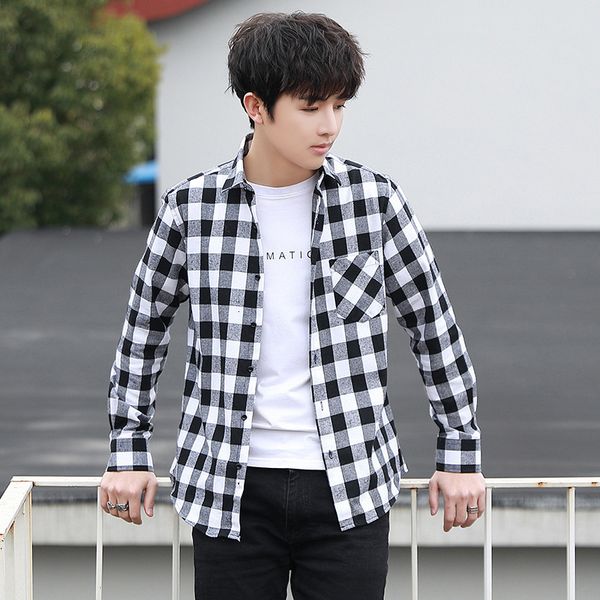 plaid men's 2019 new fashion brand jacket youth casual cool versatile long sleeve bottomed shirt, White;black
plaid men's 2019 new fashion brand jacket youth casual cool versatile long sleeve bottomed shirt, White;black