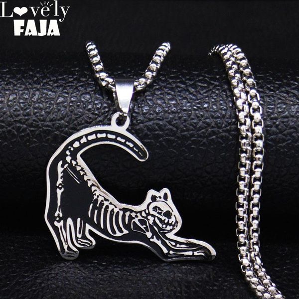 pendant necklaces 2021 fashion gothic skull cat black enamel stainless steel chain necklace for men/women jewelry bisuteria n3206s03, Silver
pendant necklaces 2021 fashion gothic skull cat black enamel stainless steel chain necklace for men/women jewelry bisuteria n3206s03, Silver