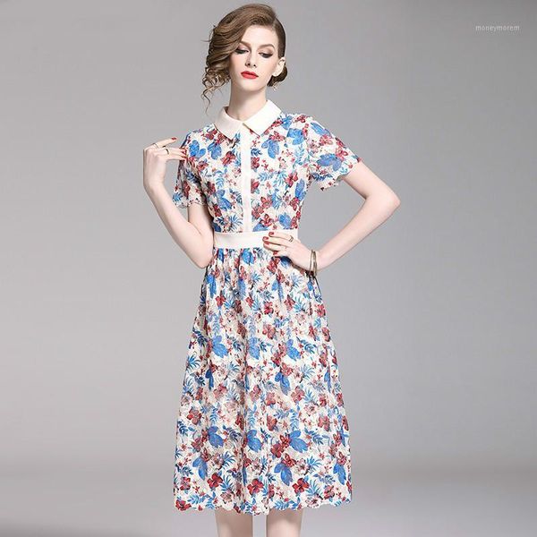 2019 runway summer dress women's short sleeve slim white collar blue red flower embroidery vestidos water soluble lace dress1, Black;gray 
2019 runway summer dress women's short sleeve slim white collar blue red flower embroidery vestidos water soluble lace dress1, Black;gray