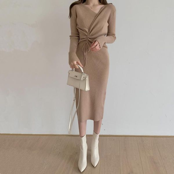 elegant long women knit pencil dress autumn winter thick warm sweater dresses drawstring pleated slim dress, Black;gray
elegant long women knit pencil dress autumn winter thick warm sweater dresses drawstring pleated slim dress, Black;gray
