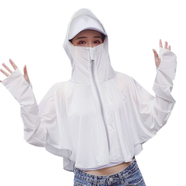 women's cardigan long-sleeve jacket outdoor riding hooded shawl breathable ice silk sunsn clothing white, Black;brown
women's cardigan long-sleeve jacket outdoor riding hooded shawl breathable ice silk sunsn clothing white, Black;brown