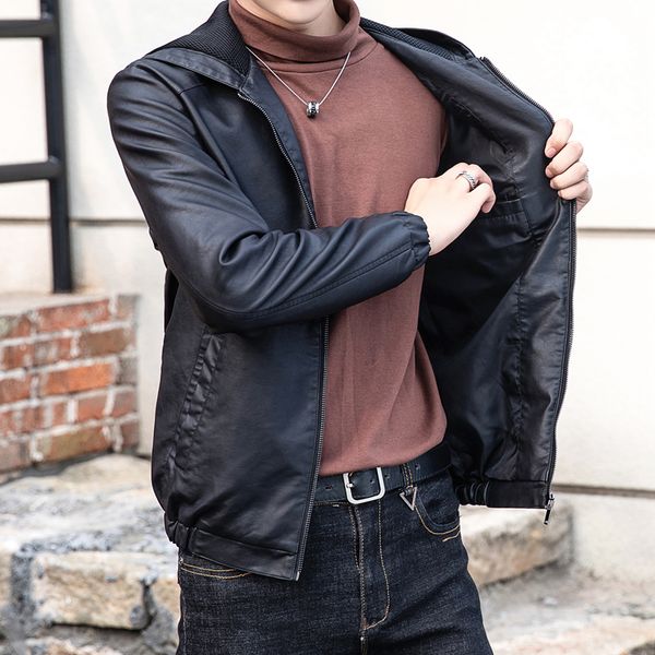 2020 thin male autumn winter young leather with hood, elegant, simple and versatile men's jacket in fashion, Black
2020 thin male autumn winter young leather with hood, elegant, simple and versatile men's jacket in fashion, Black