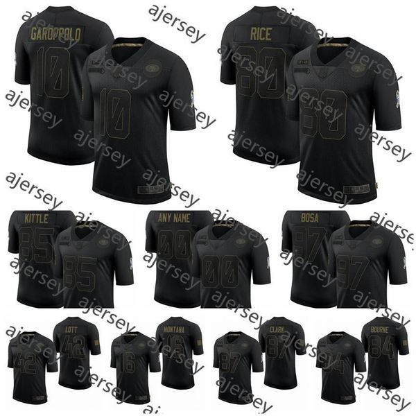san francisco 49ers men jimmy garoppolo jerry rice george kittle nick bosa 2020 salute to service retired limited football jersey, Black;red
san francisco 49ers men jimmy garoppolo jerry rice george kittle nick bosa 2020 salute to service retired limited football jersey, Black;red