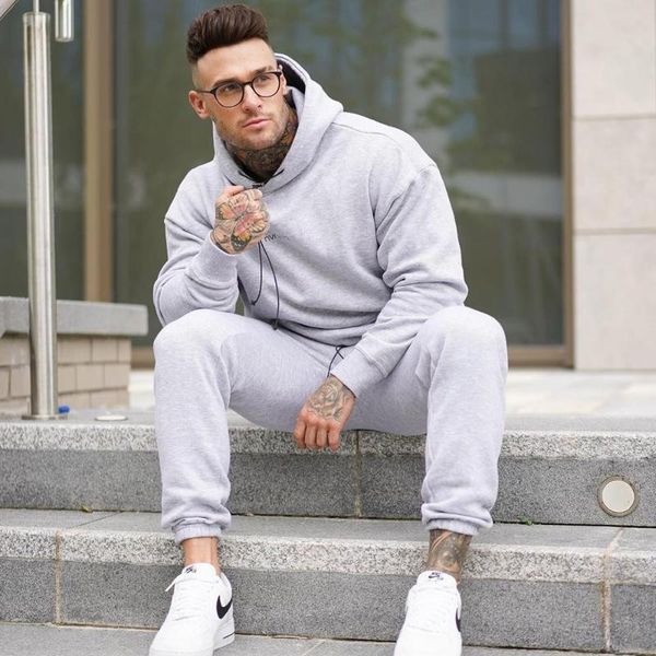 men's tracksuits 2 piece sets tracksuit men hooded brand autumn winter sweatshirt +drawstring pants cotton hoggers suit with pockets, Gray
men's tracksuits 2 piece sets tracksuit men hooded brand autumn winter sweatshirt +drawstring pants cotton hoggers suit with pockets, Gray