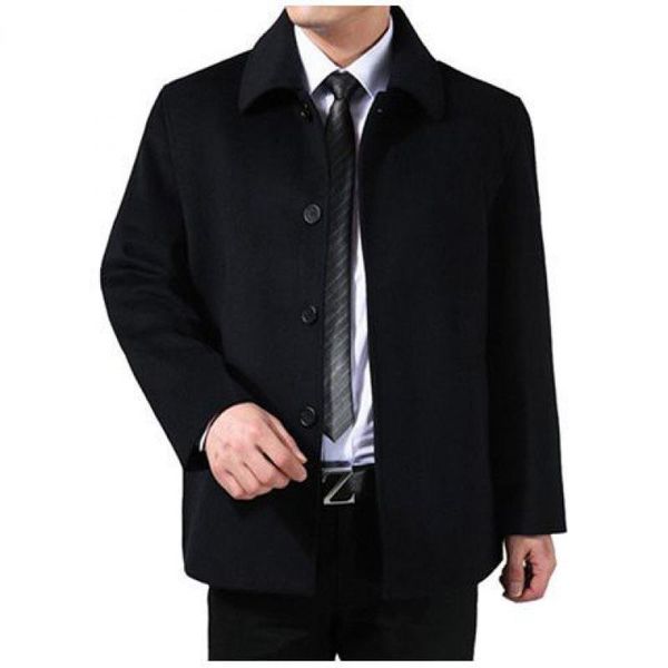 and winter city cashmere coat men's medium and long woolen coat, middle-aged elderly short thickened windbreaker, Black
and winter city cashmere coat men's medium and long woolen coat, middle-aged elderly short thickened windbreaker, Black