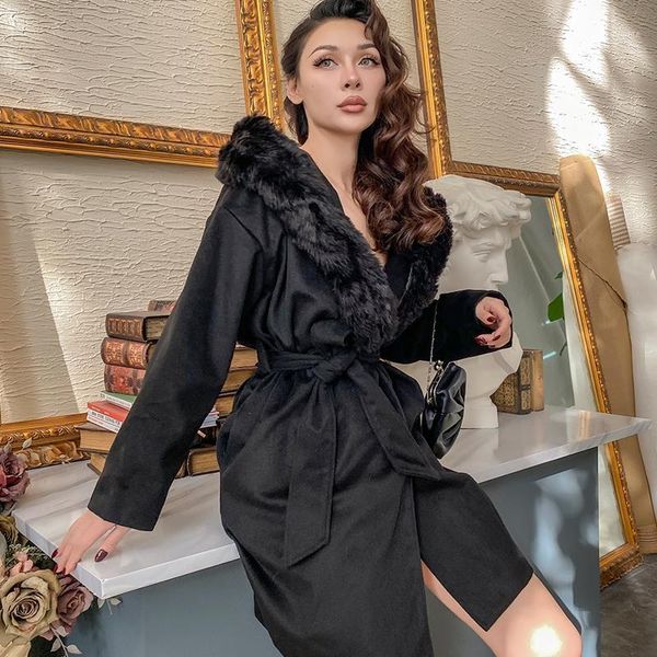 2020 autumn winter black wool coat vintage hooded fur collar coat elegant fashion fall clothes for women adjustable waist coats1
2020 autumn winter black wool coat vintage hooded fur collar coat elegant fashion fall clothes for women adjustable waist coats1