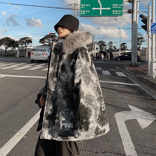 men's down & parkas large cotton padded jacket lovers neutral camouflage coat 20 winter youth casual wool collar, Black
men's down & parkas large cotton padded jacket lovers neutral camouflage coat 20 winter youth casual wool collar, Black
