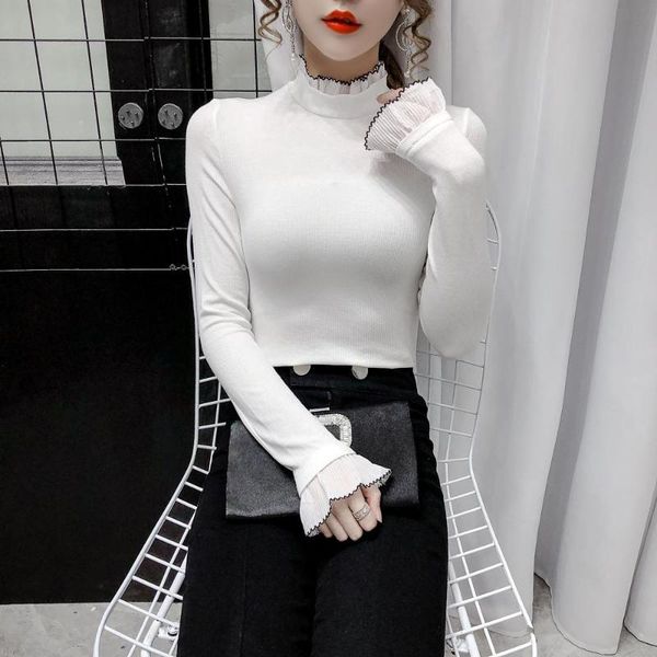 new autumn / winter 2020 women's t-shirt stand collar knitting large size long sleeve versatile high-nnd temperament lace top, White
new autumn / winter 2020 women's t-shirt stand collar knitting large size long sleeve versatile high-nnd temperament lace top, White
