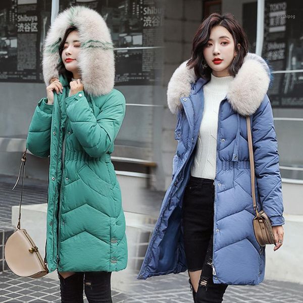 2019 winter new style korean-style over-the-knee women's mid-length thick cotton-padded clothes large fur collar jacket1, Black
2019 winter new style korean-style over-the-knee women's mid-length thick cotton-padded clothes large fur collar jacket1, Black