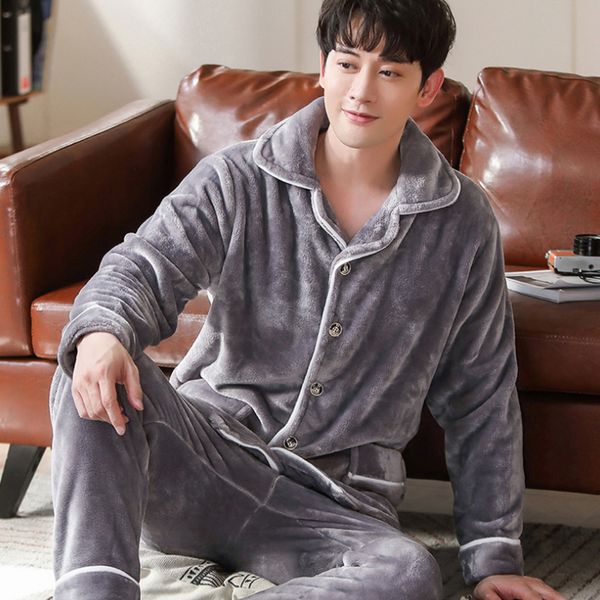 2020 spring thick warm blue flannel pajama sets for men long sleeve coral velvet sleepwear suit loungewear homewear home clothes q1216, Black;white
2020 spring thick warm blue flannel pajama sets for men long sleeve coral velvet sleepwear suit loungewear homewear home clothes q1216, Black;white