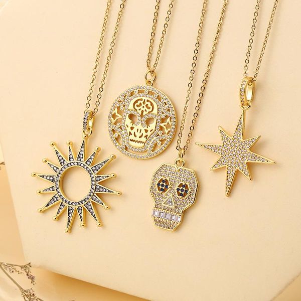 punk stainless steel chain copper zircon skull sun six-pointed star pendant necklace for women man street hip hop jewelry, Silver
punk stainless steel chain copper zircon skull sun six-pointed star pendant necklace for women man street hip hop jewelry, Silver