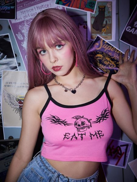 romwe slogan skull graphic ringer crop cami u4cs#, White
romwe slogan skull graphic ringer crop cami u4cs#, White