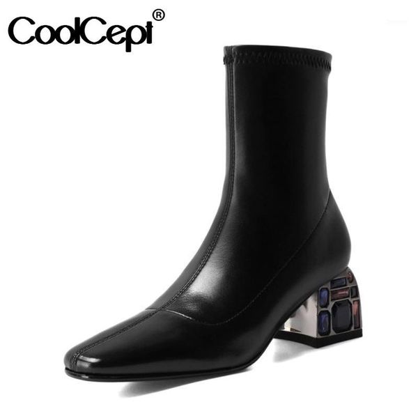 coolcept women ankle boots thick heel slip on shoes crystal square toe winter warm boot fashion office women footwear size 33-401, Black
coolcept women ankle boots thick heel slip on shoes crystal square toe winter warm boot fashion office women footwear size 33-401, Black