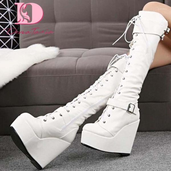 boots doratasia big size 35-43 ladies wedges knee high zip buckle platform women cross tied heels shoes woman1, Black
boots doratasia big size 35-43 ladies wedges knee high zip buckle platform women cross tied heels shoes woman1, Black
