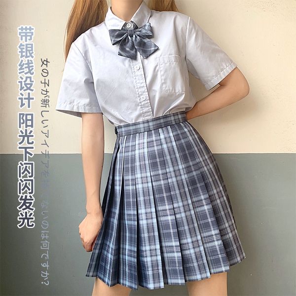 stock original design jk uniform silver line check pleated skirt women's japanese college style y1214, Black
stock original design jk uniform silver line check pleated skirt women's japanese college style y1214, Black