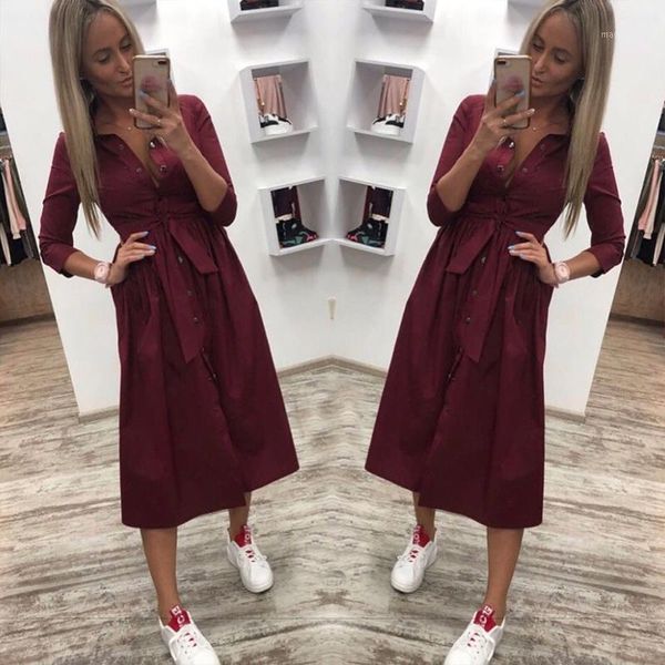 women casual sashes a line party dress ladies button turn down collar style shirt dress 2020 summer solid knee1, Black;gray
women casual sashes a line party dress ladies button turn down collar style shirt dress 2020 summer solid knee1, Black;gray