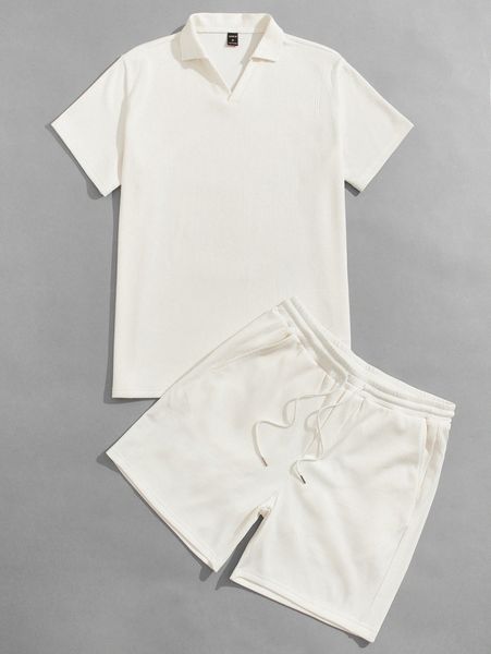 men rib-knit solid tee and track shorts set d2qj#, Gray
men rib-knit solid tee and track shorts set d2qj#, Gray