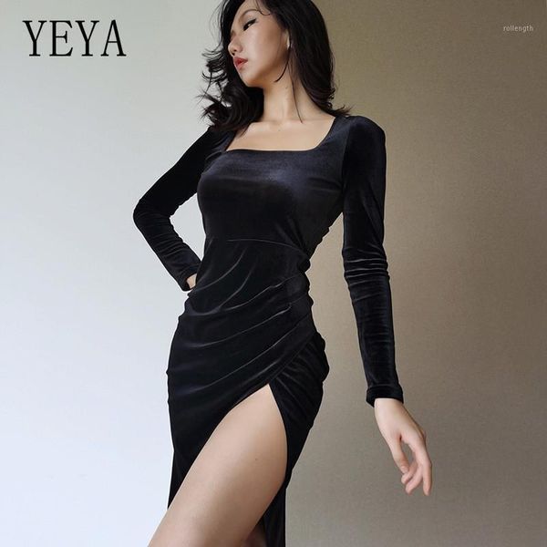 yeya velvet women's dress long sleeve autumn slim bodycon hem split party dress elegant ruched women casual streetwear1, Black;gray
yeya velvet women's dress long sleeve autumn slim bodycon hem split party dress elegant ruched women casual streetwear1, Black;gray