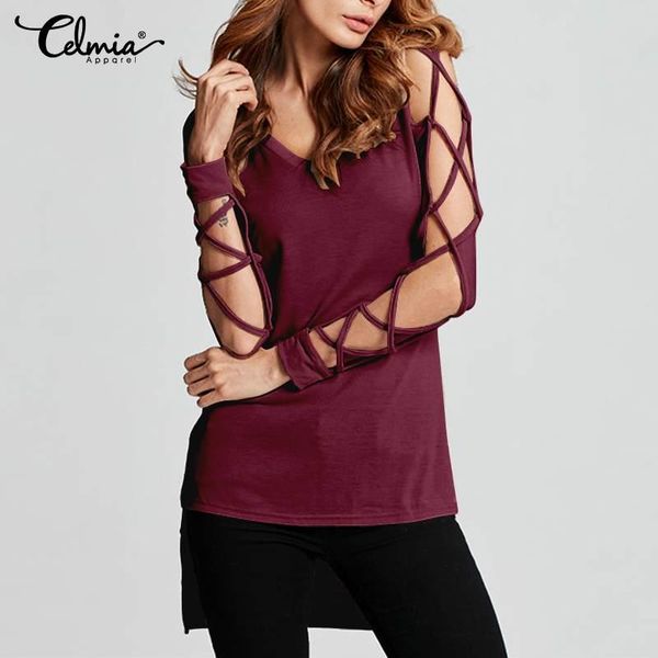 women's blouses & shirts celmia fashion women blouse 2021 v-neck hollow long sleeve asymmetrical casual loose solid ladies blusas, White
women's blouses & shirts celmia fashion women blouse 2021 v-neck hollow long sleeve asymmetrical casual loose solid ladies blusas, White