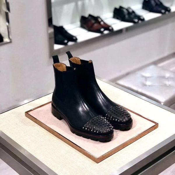 fashion luxu mens shoes for redbottom boots mid design ankle low heels genuine leather suede with rivets melon spikes flat short knight boot, Black
fashion luxu mens shoes for redbottom boots mid design ankle low heels genuine leather suede with rivets melon spikes flat short knight boot, Black