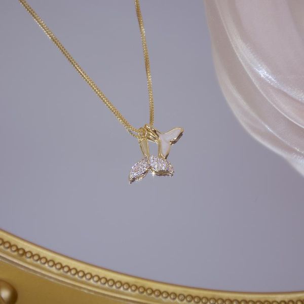 european and american exquisite micro-inlaid zircon 14k real gold short temperament fishtail design sense net red short necklace, Silver
european and american exquisite micro-inlaid zircon 14k real gold short temperament fishtail design sense net red short necklace, Silver