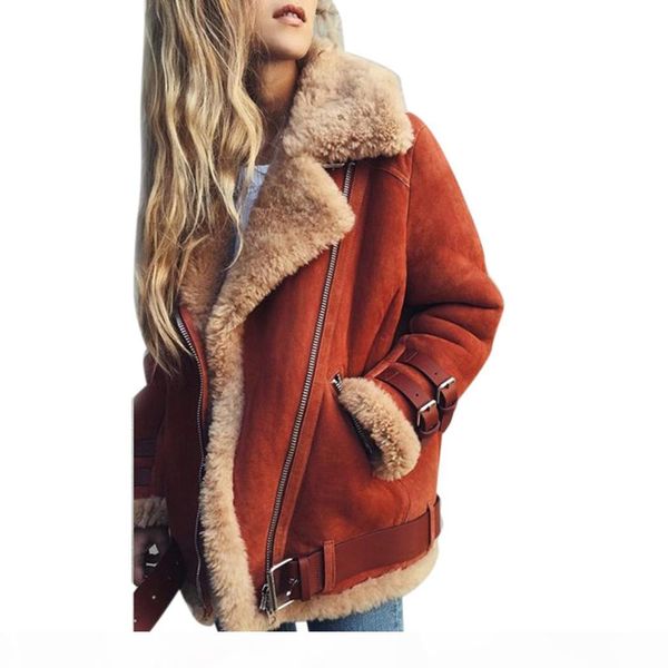 fashion ladies warm fleece lamb wool coat women motorcycle jacket 2018 winter faux suede fur coats female lapel zipper overcoat, Black
fashion ladies warm fleece lamb wool coat women motorcycle jacket 2018 winter faux suede fur coats female lapel zipper overcoat, Black
