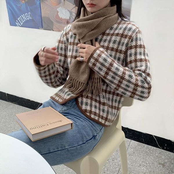 bottle soft glutinous fleece knitwear women's winter 2021 new college style loose retro plaid thickened sweater coat1, Black
bottle soft glutinous fleece knitwear women's winter 2021 new college style loose retro plaid thickened sweater coat1, Black