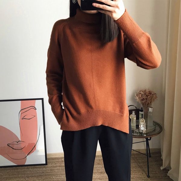 autumn and winter sweater female loose turtleneck cashmere sweater knit bottom y200116, White;black
autumn and winter sweater female loose turtleneck cashmere sweater knit bottom y200116, White;black