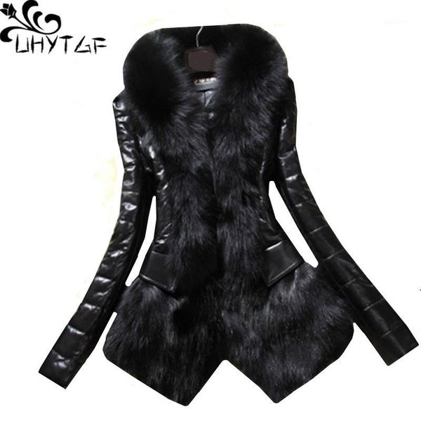 uhytgf women winter fur coat pu leather splice faux fur collar slim warm outerwear elegant female coat xs-3xl 1201, Black
uhytgf women winter fur coat pu leather splice faux fur collar slim warm outerwear elegant female coat xs-3xl 1201, Black