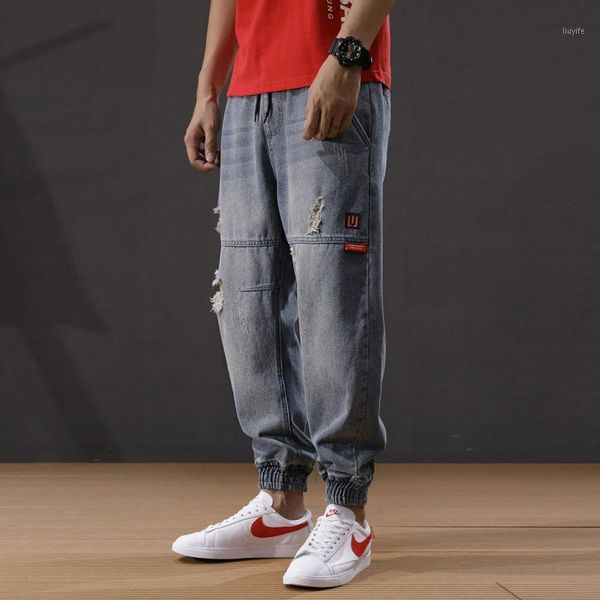 japanese style fashion men jeans loose fit destroyed ripped harem pants baggy jeans streetwear hip hop men joggers pants1, Blue
japanese style fashion men jeans loose fit destroyed ripped harem pants baggy jeans streetwear hip hop men joggers pants1, Blue