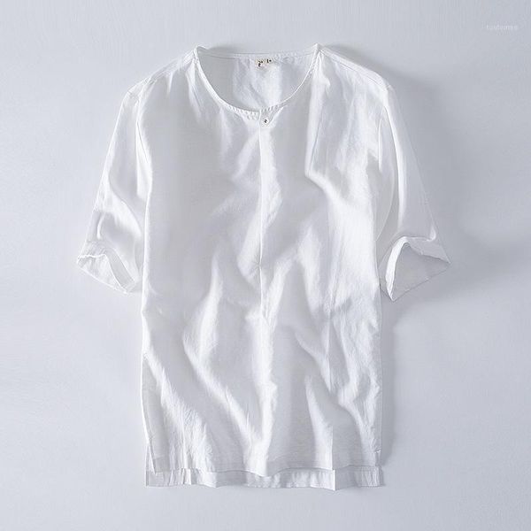 men's short sleeve o neck casual t-shirts summer solid cotton linen slim fit tees men chinese style male tshirt ts-4211, White;black
men's short sleeve o neck casual t-shirts summer solid cotton linen slim fit tees men chinese style male tshirt ts-4211, White;black