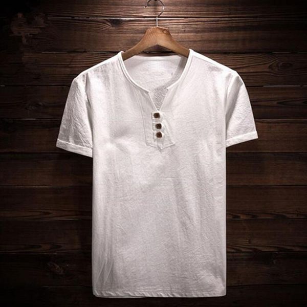 

summer men shirt linen cotton man clothing solid flax men's shirt 4xl slim collarless short shirts 5xl asian size -6xl 7xl, White;black