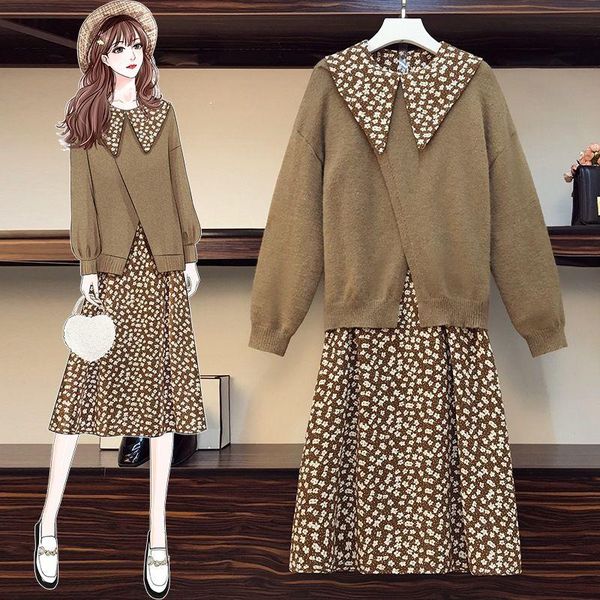 women's tracksuits women 2021 autumn winter fashion knitted sets female long sleeve sweaters and floral print chiffon dresses two piece, Gray
women's tracksuits women 2021 autumn winter fashion knitted sets female long sleeve sweaters and floral print chiffon dresses two piece, Gray