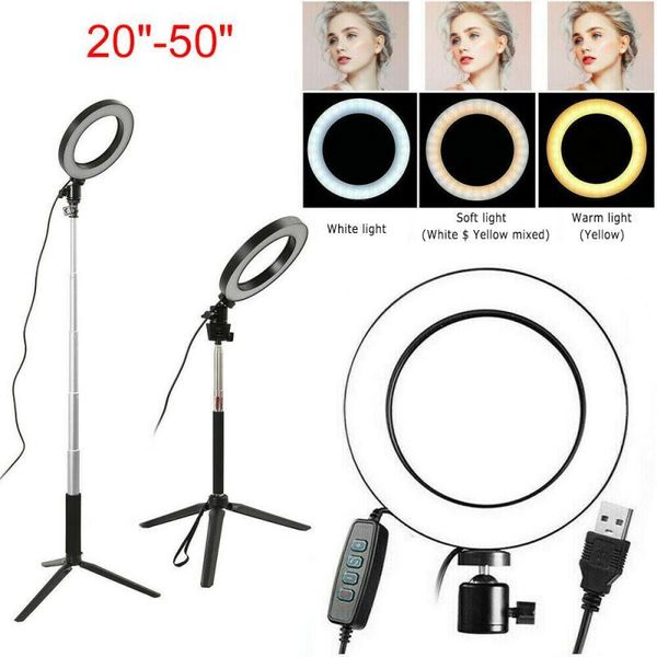 flash heads 16/20cm usb pography led selfie ring light three-speed stepless lighting dimmable with tripod for makeup video live studio
flash heads 16/20cm usb pography led selfie ring light three-speed stepless lighting dimmable with tripod for makeup video live studio