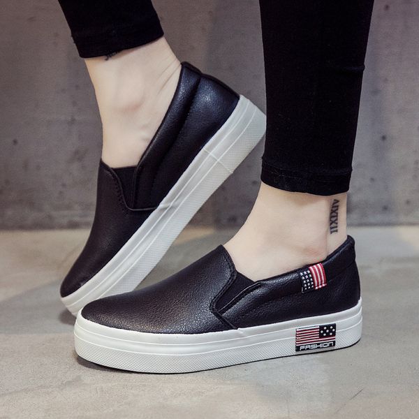 fashion 2019 autumn white pu leather women's shoes white thick bottom lok fu lazy student shoes, Black
fashion 2019 autumn white pu leather women's shoes white thick bottom lok fu lazy student shoes, Black
