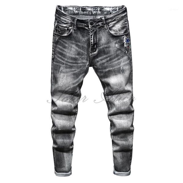 2020 men's four seasons new feet jeans embroidery high-end quality slim gray casual pants claw pencil pants1, Blue
2020 men's four seasons new feet jeans embroidery high-end quality slim gray casual pants claw pencil pants1, Blue