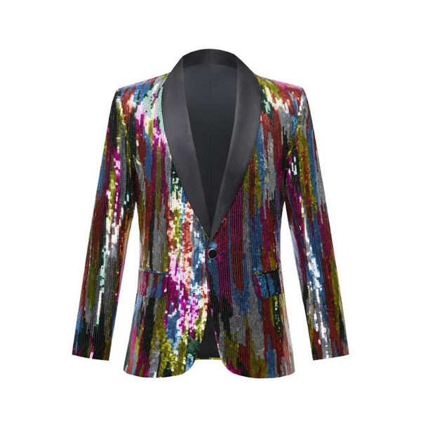 men's suits & blazers stripes colorful sequins shawl lapel blazer dj night club slim fit suit jacket stage singer host performance cost, White;black
men's suits & blazers stripes colorful sequins shawl lapel blazer dj night club slim fit suit jacket stage singer host performance cost, White;black