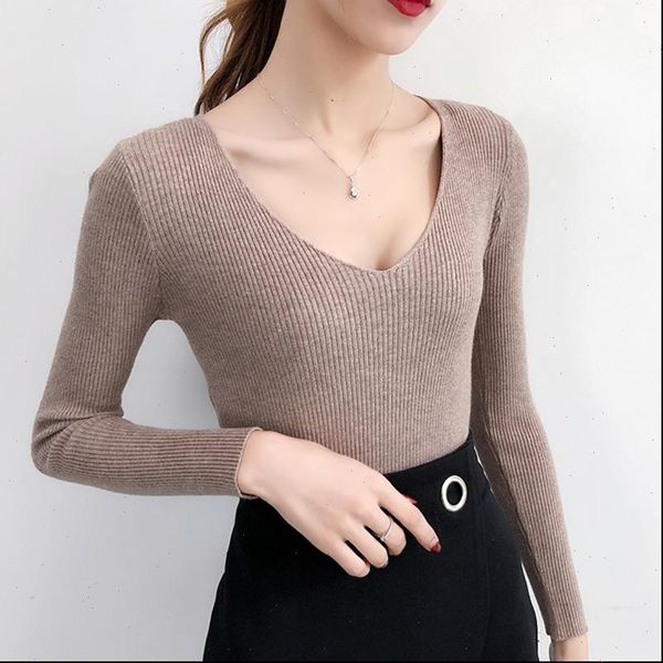 women sweaters and pullovers 2021 autumn winter knitted warm women jumper slim stretch sweater female pink pull femme, White;black
women sweaters and pullovers 2021 autumn winter knitted warm women jumper slim stretch sweater female pink pull femme, White;black