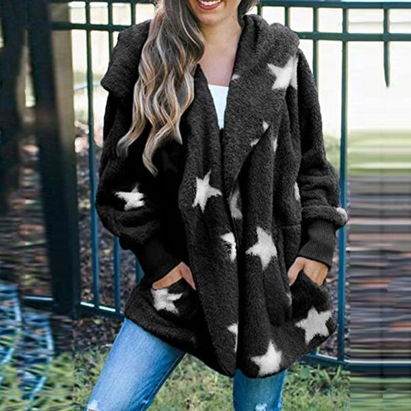 women's wool & blends oversized cardigans hoodie jacket women casual stars pockets hoodies vintage long sleeve faux fur-fuzzy hooded sw, Black
women's wool & blends oversized cardigans hoodie jacket women casual stars pockets hoodies vintage long sleeve faux fur-fuzzy hooded sw, Black