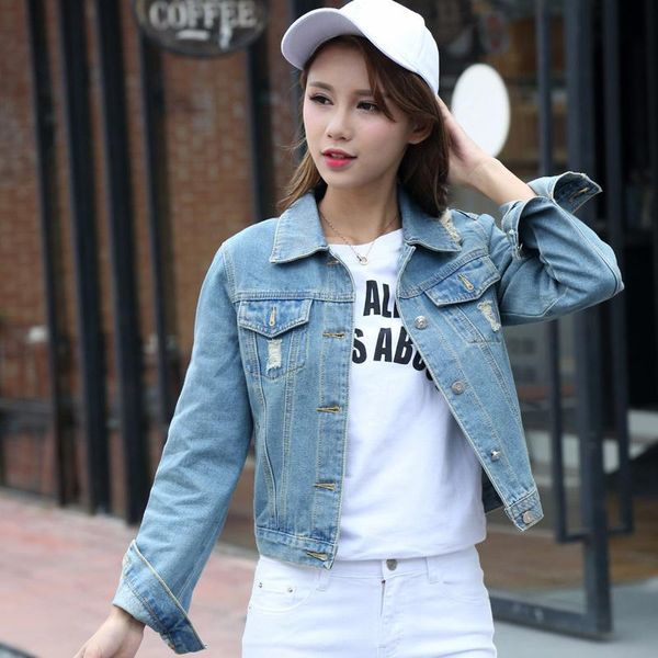 women's jackets aiyanga brand 2021 fashion jeans jacket women slim autumn hand brush long sleeve stretch short denim coat, Black;brown 
women's jackets aiyanga brand 2021 fashion jeans jacket women slim autumn hand brush long sleeve stretch short denim coat, Black;brown