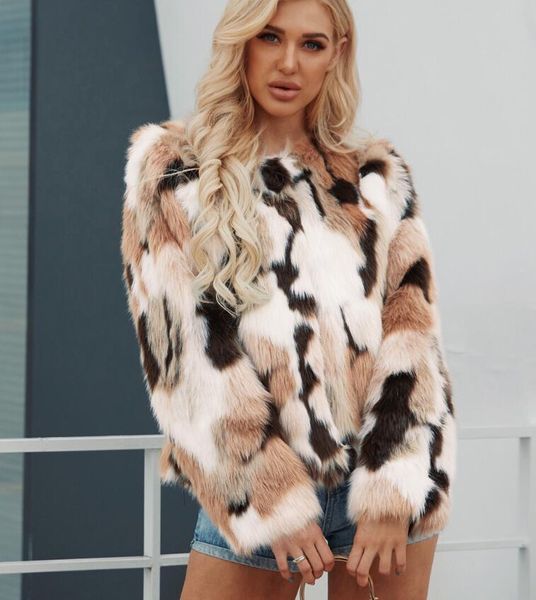 f0203 european and american popular autumn and winter new fashion mixed color imitation fur coat jacket women, Black
f0203 european and american popular autumn and winter new fashion mixed color imitation fur coat jacket women, Black