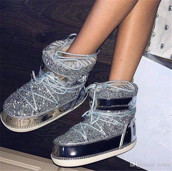 women's winter golden glitter sequin snow boots shoe with faux fur hair boat for female bottine femme botine moon ing, Black
women's winter golden glitter sequin snow boots shoe with faux fur hair boat for female bottine femme botine moon ing, Black